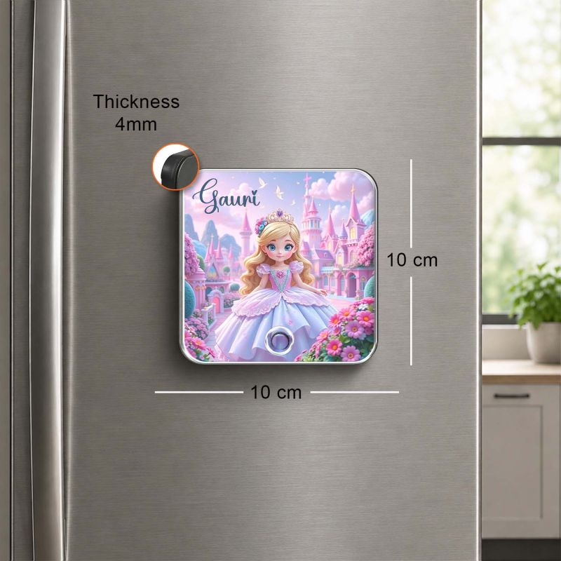 Personalized Princess Theme Gift for Girls Personalized Musical Fridge Magnet Custom with Name Gift for Daughter, Granddaughter, Kids Birthday Rechargeable Battery with Playable Song